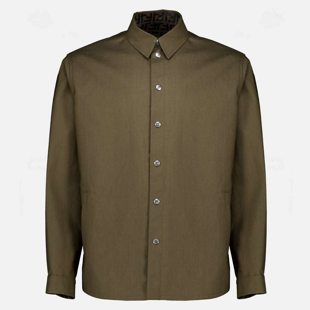 Veste Chemise à Manches Longues Kaki