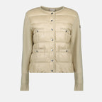 Moncler cardigan, beige quilted cardigan, Autumn-Winter 2025, women's knitwear, luxury outerwear