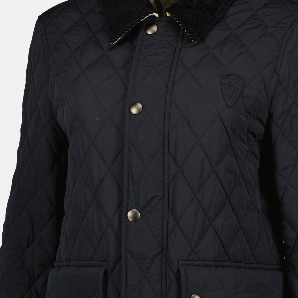 quilted jacket, velvet collar, black outerwear, fall-winter fashion, modern elegance