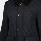 quilted jacket, velvet collar, black outerwear, fall-winter fashion, modern elegance