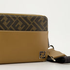 Fendi mini bag, brown leather bag, FF print bag, adjustable strap bag, luxury accessories