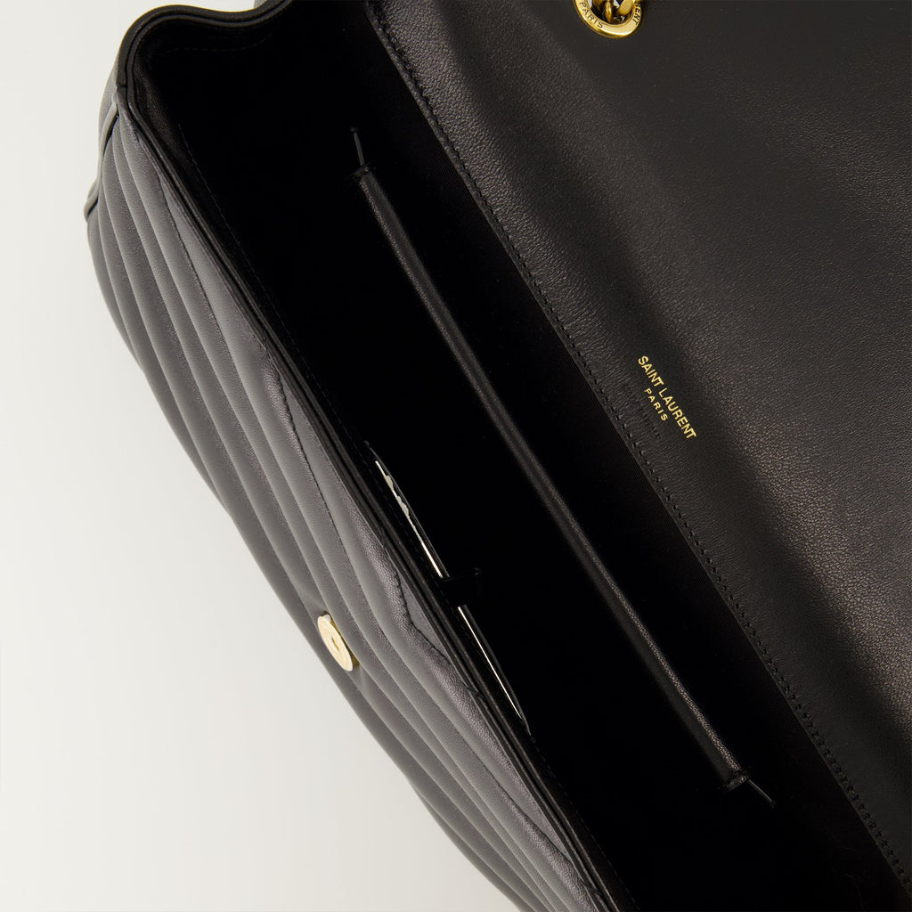 Saint Laurent Sac Loulou, black lambskin bag, luxury handbags, designer accessories, high-end bags