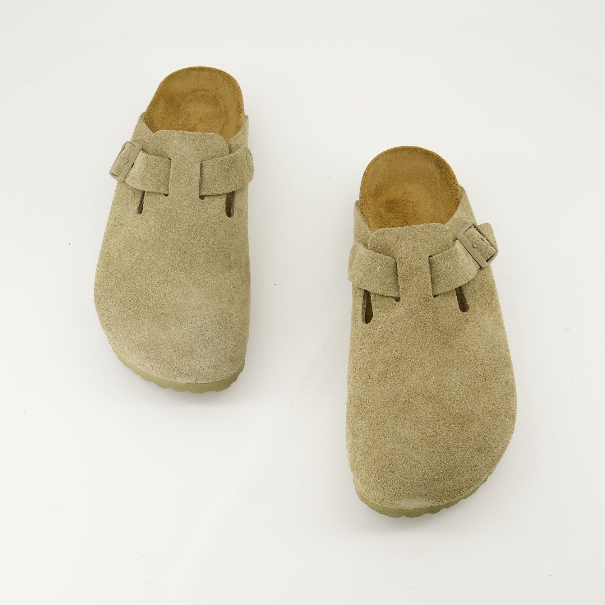 suede mules, Boston mules, light green shoes, comfortable mules, luxury footwear