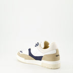 luxury sneakers, white leather sneakers, beige suede sneakers, New Lab Spring-Summer 2024, crantée rubber sole