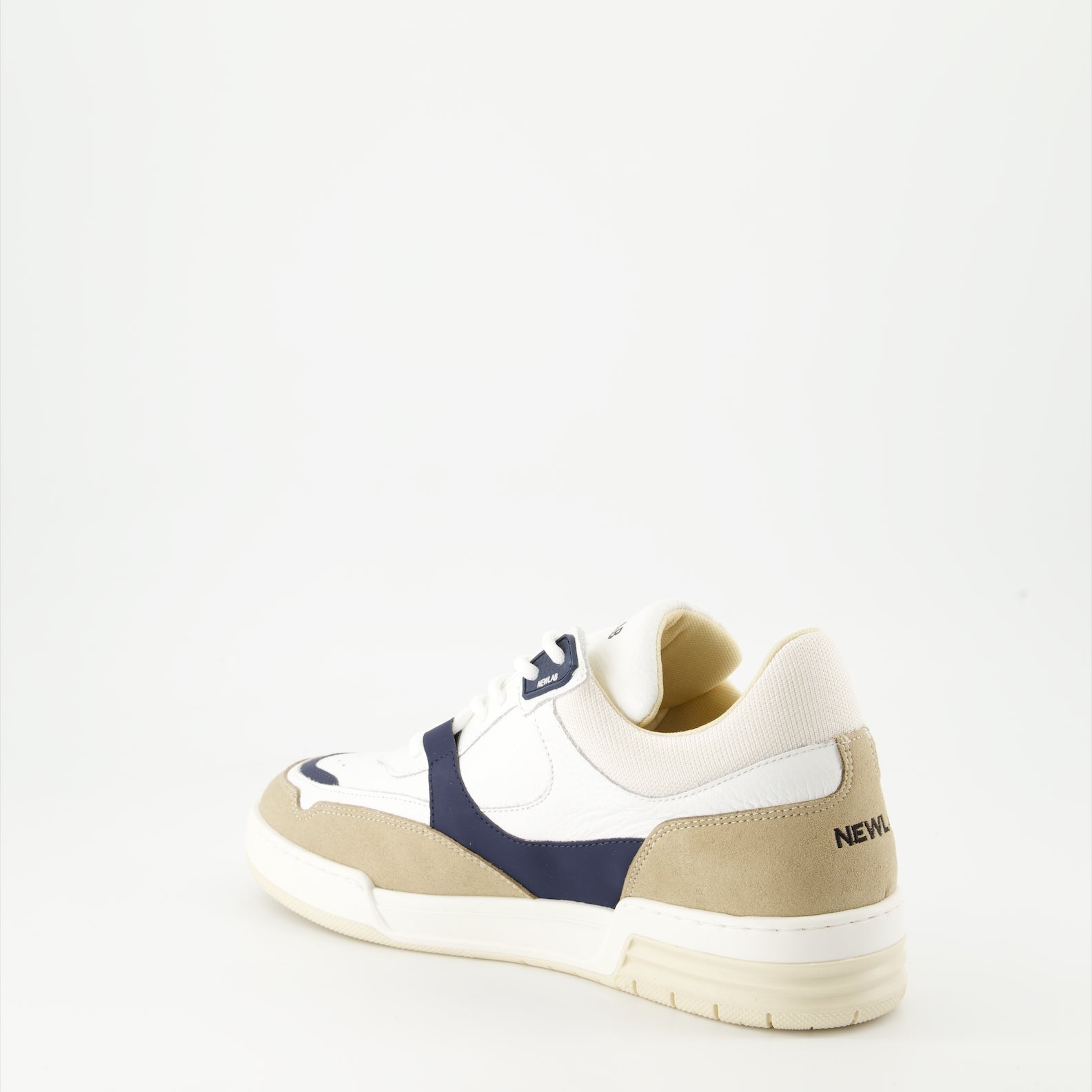 luxury sneakers, white leather sneakers, beige suede sneakers, New Lab Spring-Summer 2024, crantée rubber sole