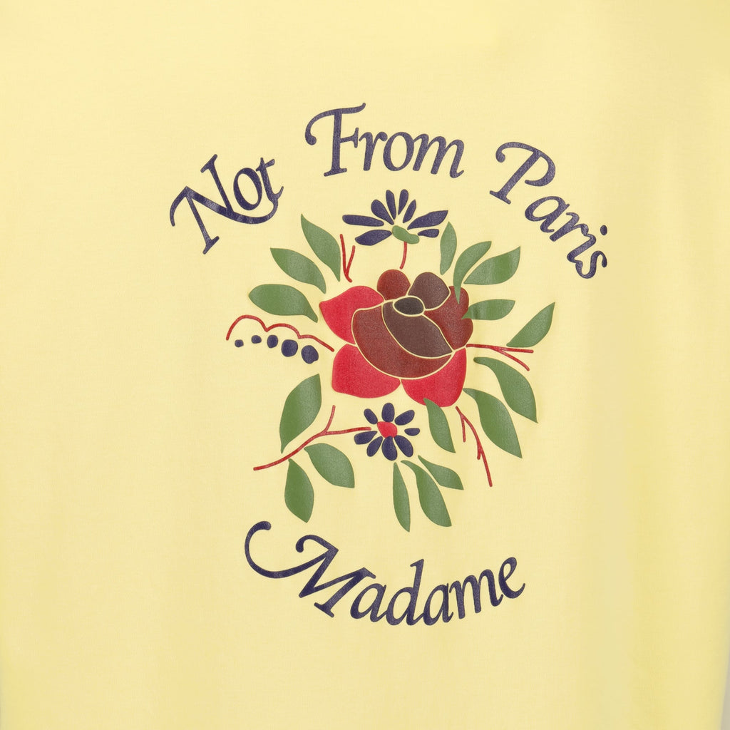 Image of Pink Yellow Slogan T-Shirt - Drôle de Monsieur by Drole De Monsieur for Men - Season Spring-Summer 2026 - Detail View 1