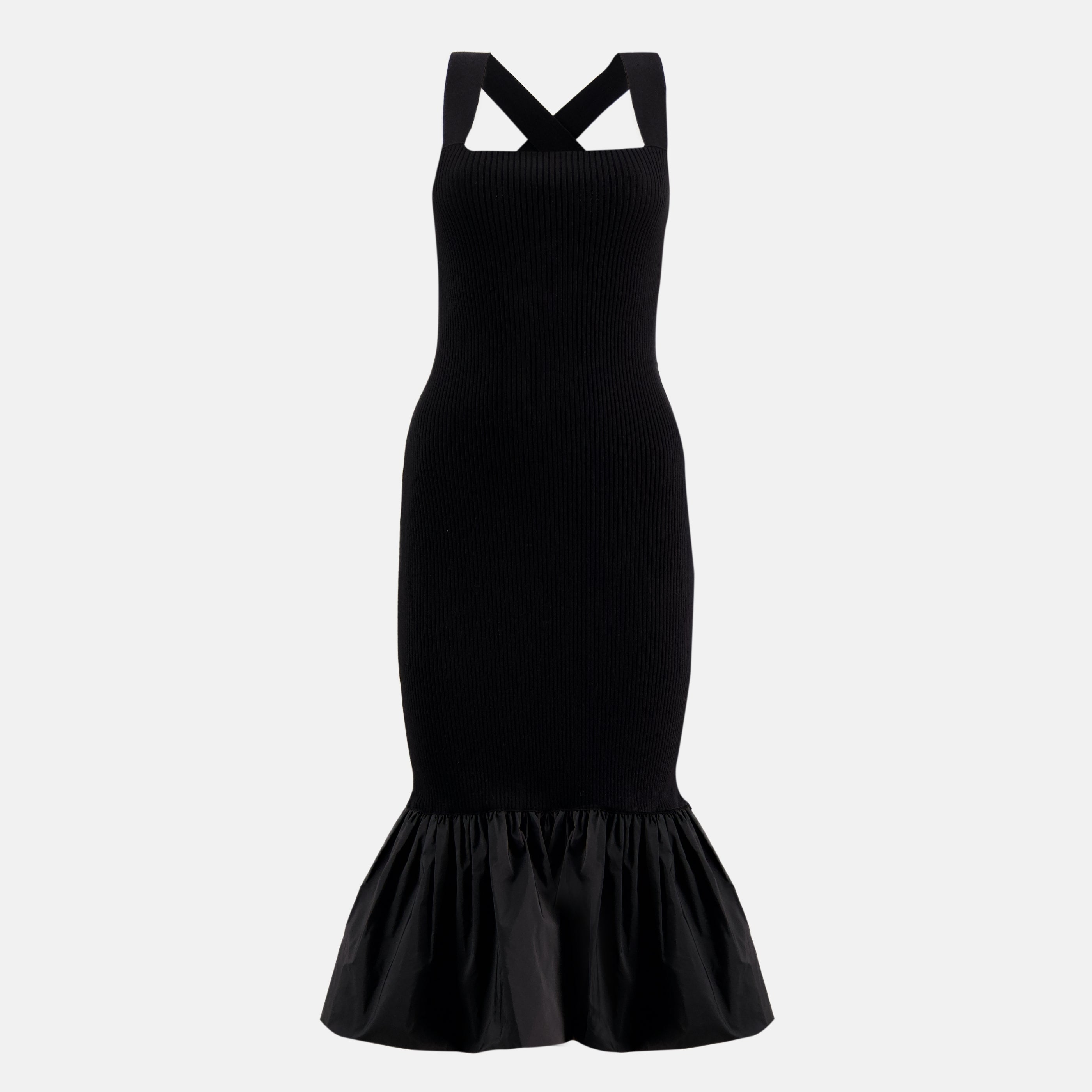 Image d'une robe noire côtelée de Patou pour Femmes - Saison Printemps-Été 2026 - Vue de face