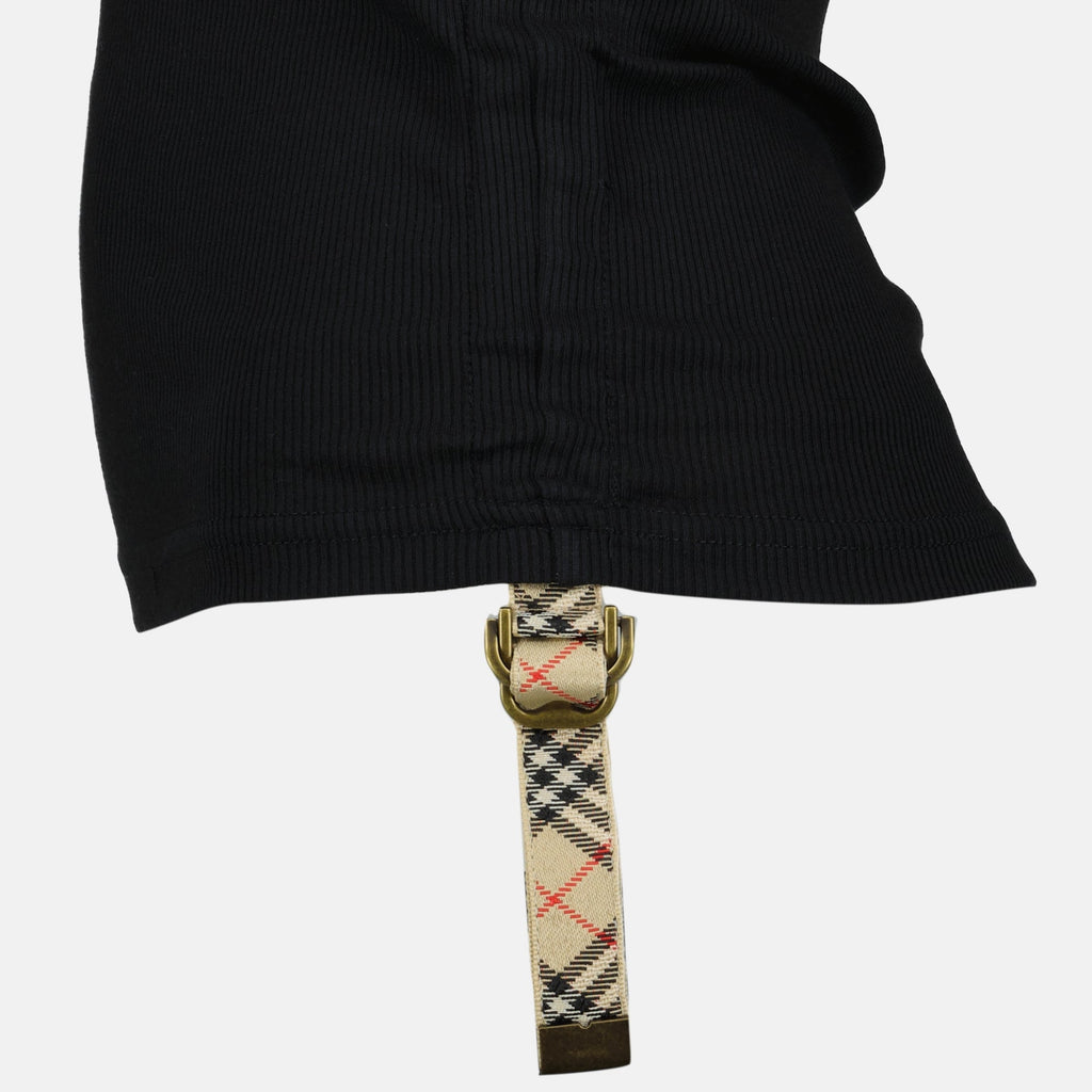 black tank top, Burberry apparel, stylish summer essential, women's fashion, cotton top