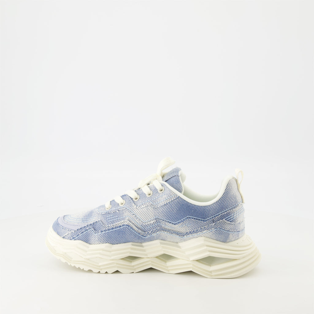 denim sneakers, Iro Wave, chunky sole shoes, casual sneakers, blue denim footwear