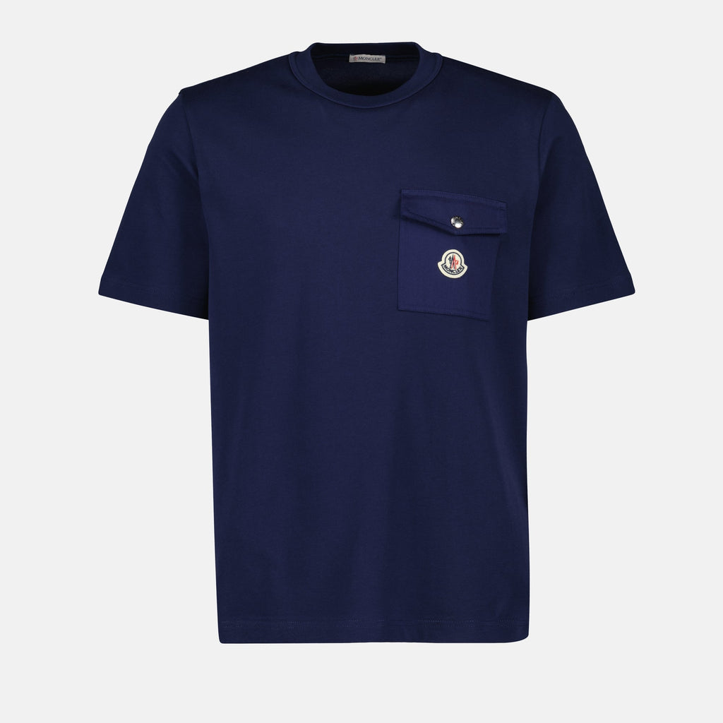 Bilde av marineblå logo lomme T-skjorte fra Moncler for menn - Sesong vår-sommer 2025 - Frontvisning