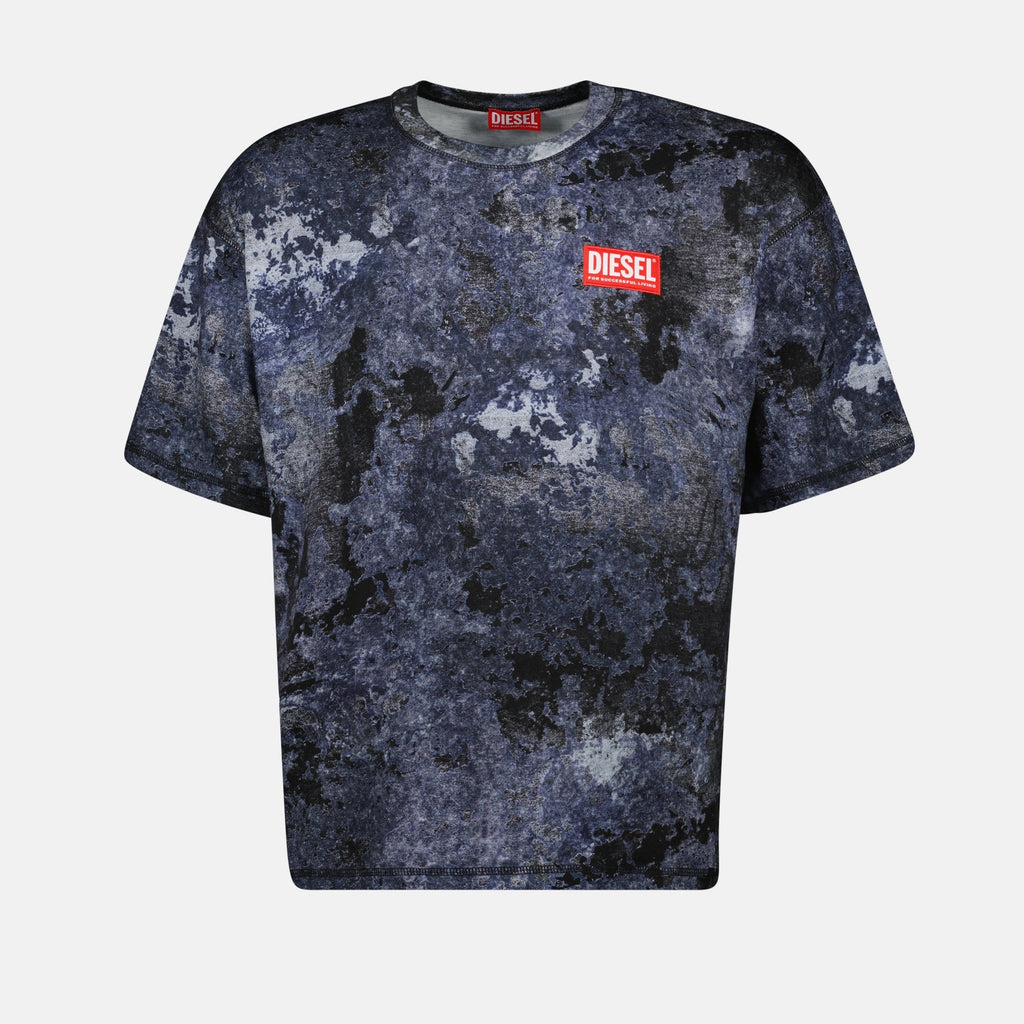 Image of Marbled Blue T-Boxt-R12 Tee by Diesel for Men - Season Spring-Summer 2025 - Front View