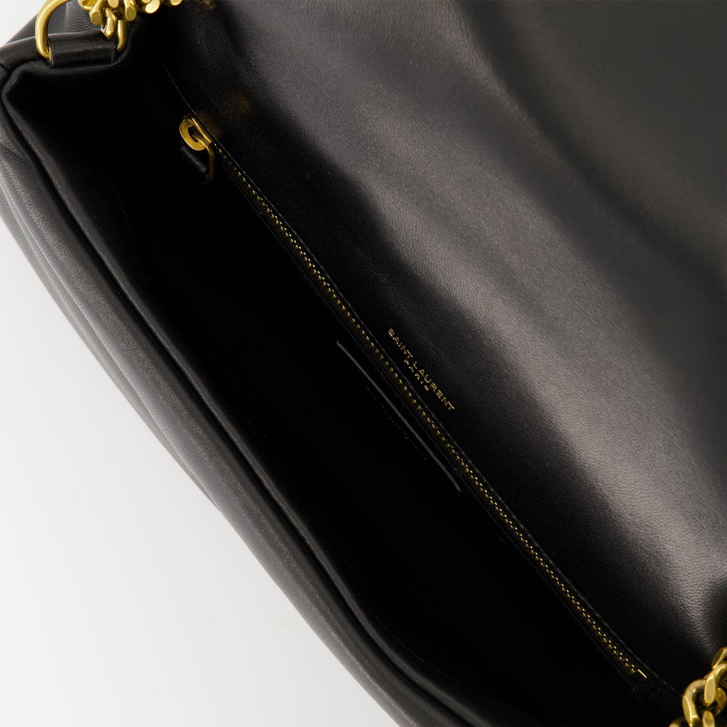 Calypso small bag, leather handbag, Saint Laurent accessories, black lambskin bag, elegant shoulder bag