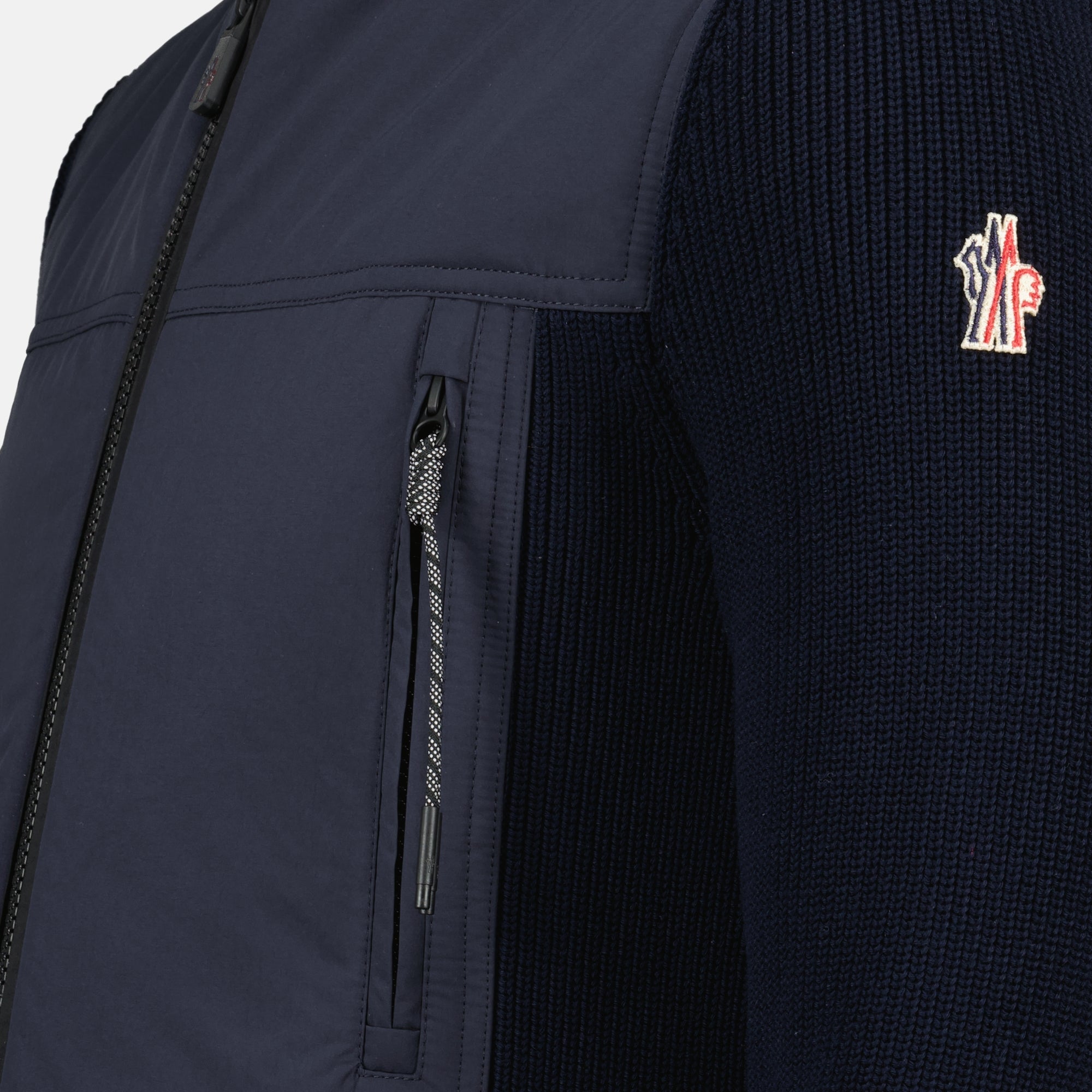 ブルー グルノーブル モンクレール Cardigan Jacket Bi-Material Blue