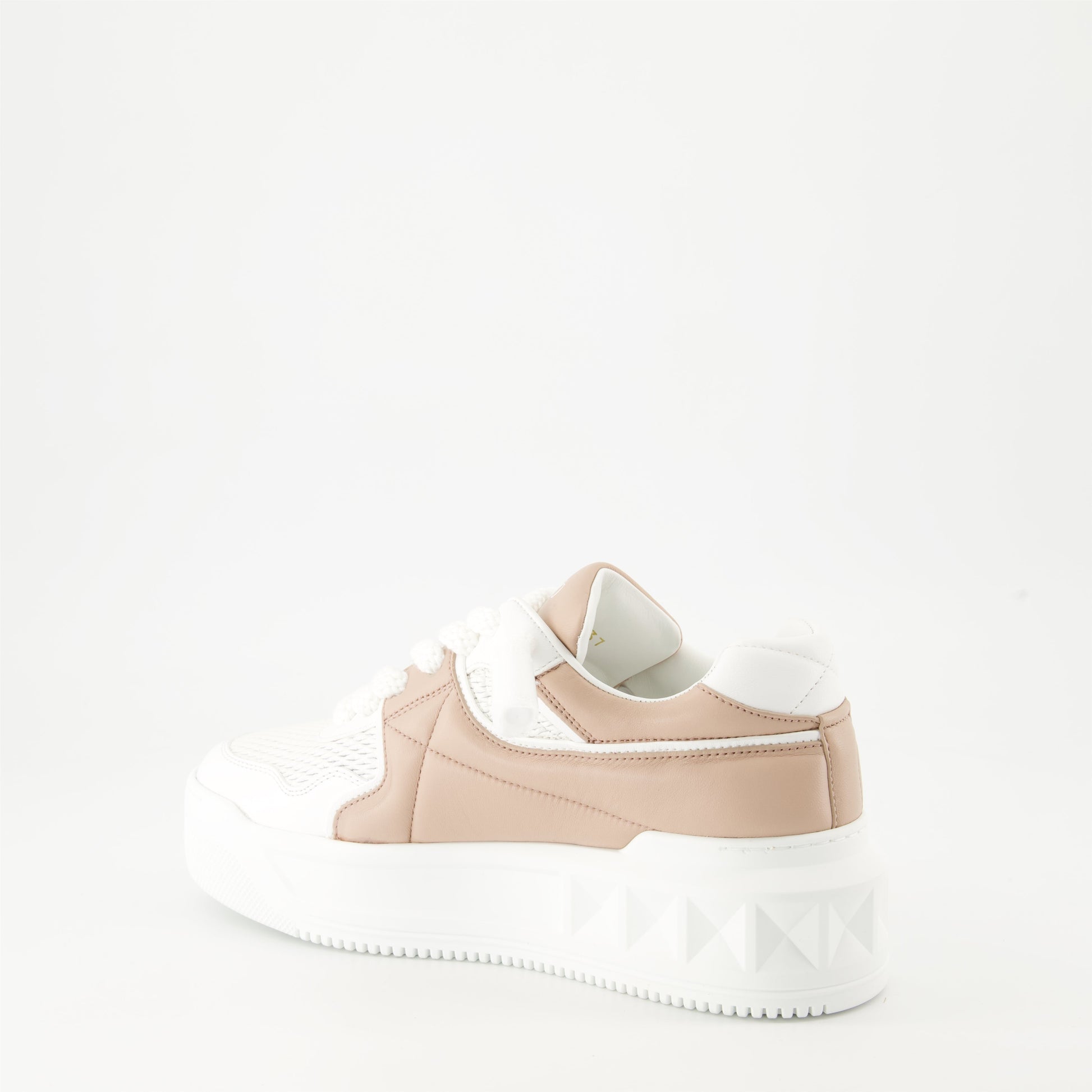 One Stud XL sneakers, Valentino Garavani sneakers, powder pink leather sneakers, platform sole sneakers, luxury women's sneakers