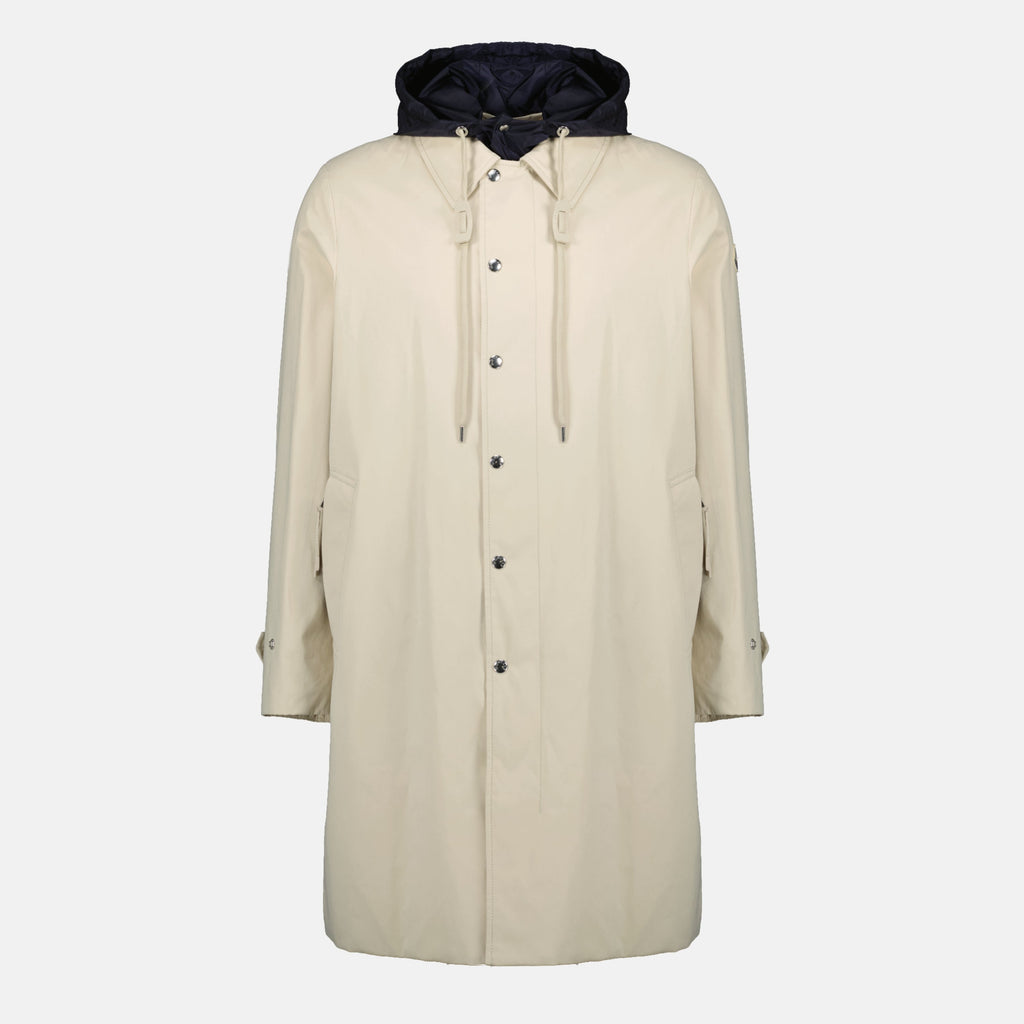 Image du parka à capuche beige Kervoyal de Moncler pour hommes - Saison Printemps-Été 2026 - Vue de devant