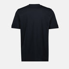 Image of Navy Blue Leather Logo T-Shirt by Moncler for Men - Season Autumn-Winter 2025 - Detail View 2