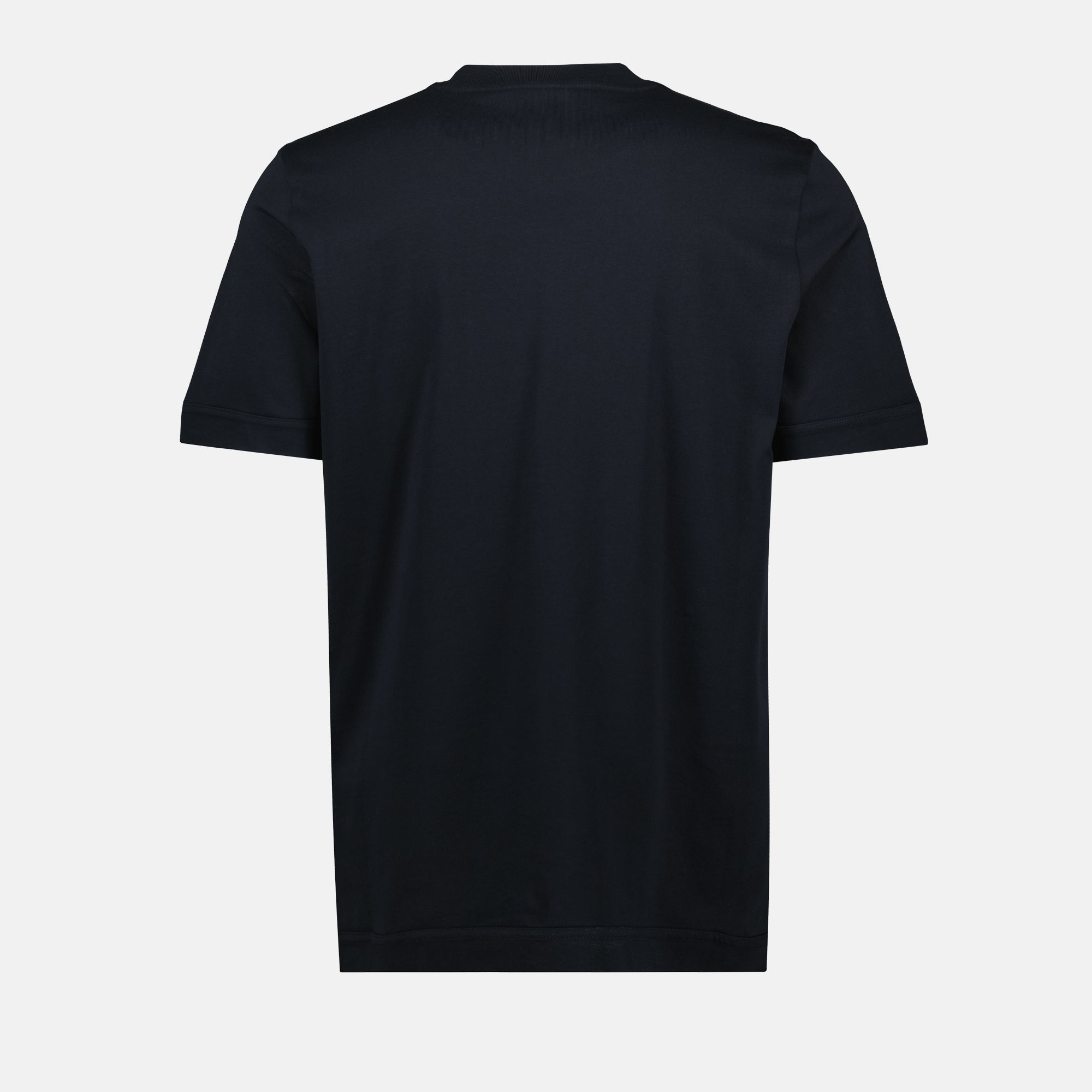 Image of Navy Blue Leather Logo T-Shirt by Moncler for Men - Season Autumn-Winter 2025 - Detail View 2