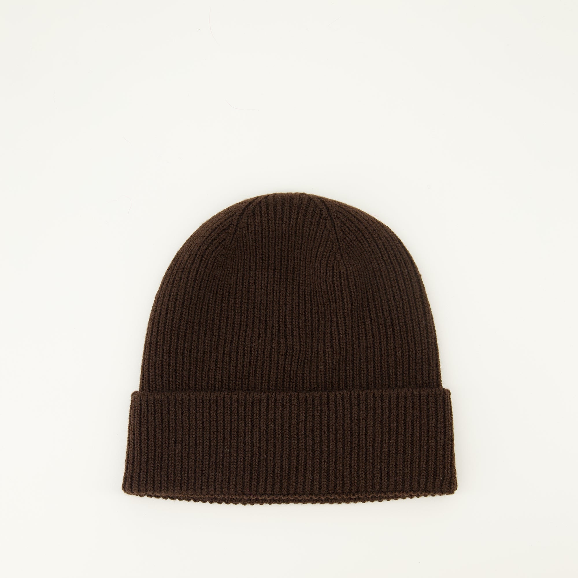 Moncler beanie, brown wool hat, ribbed knit beanie, Autumn-Winter accessory, felt logo hat