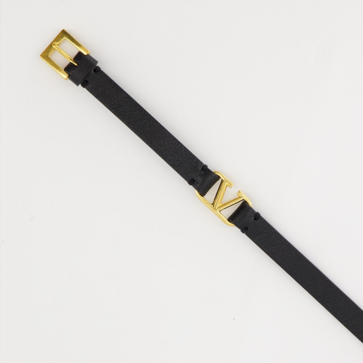 VLogo Signature, Black Leather Bracelet, Valentino Garavani, Luxury Accessories, Autumn Winter 2024