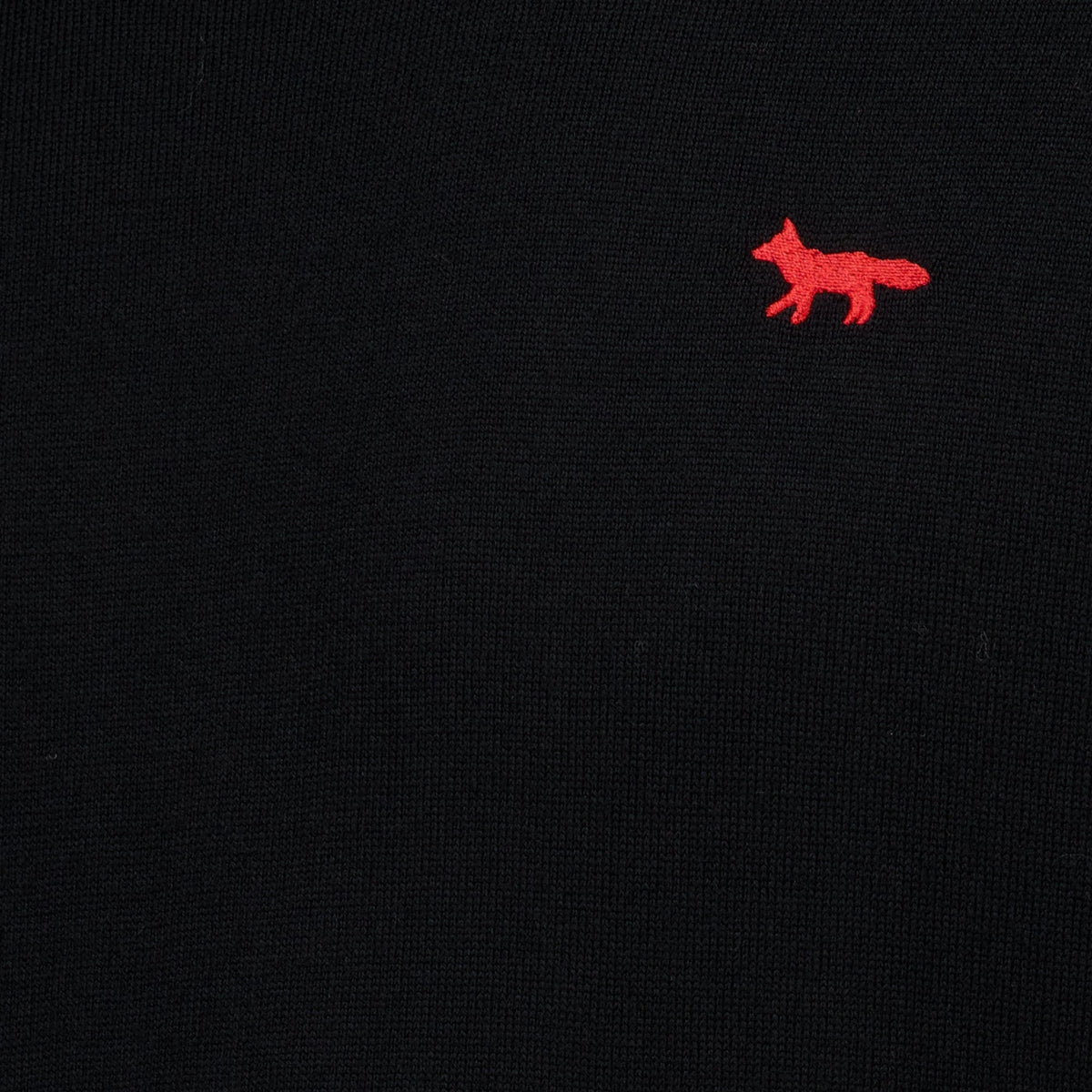 Pull en Laine Noir à Col Rond - Maison Kitsuné