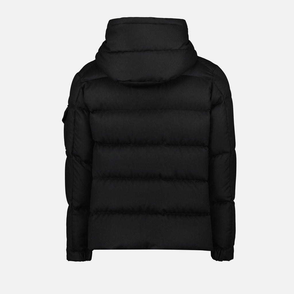 Versatile Black Wool Puffer Jacket