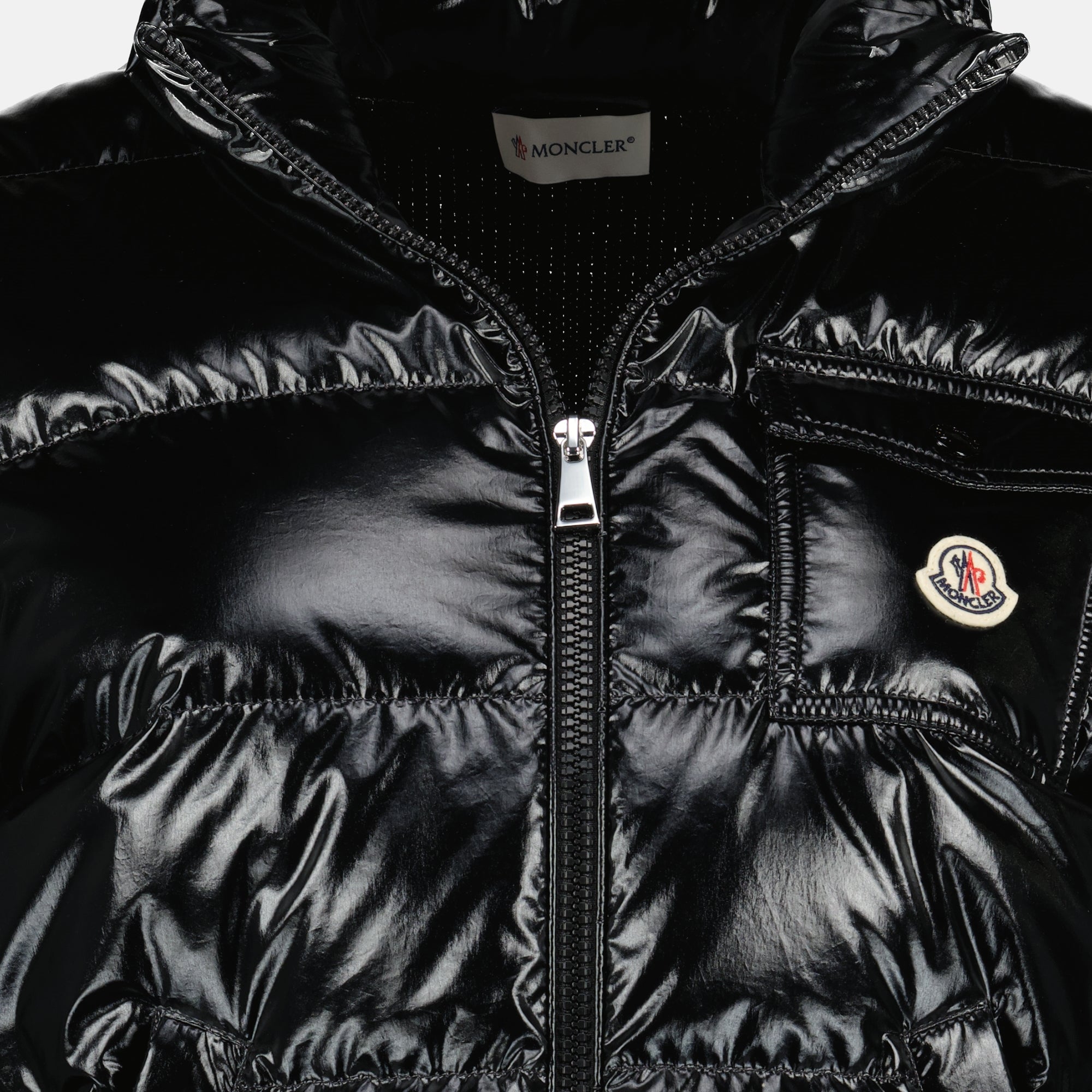 Image of Black Zipped Cardigan by Moncler for Women - Season Spring-Summer 2026 - Detail View 2