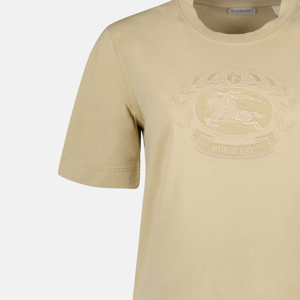 Beige T-shirt, Burberry T-shirt, Luxury casual wear, Premium cotton T-shirt, Autumn-Winter 2024 fashion