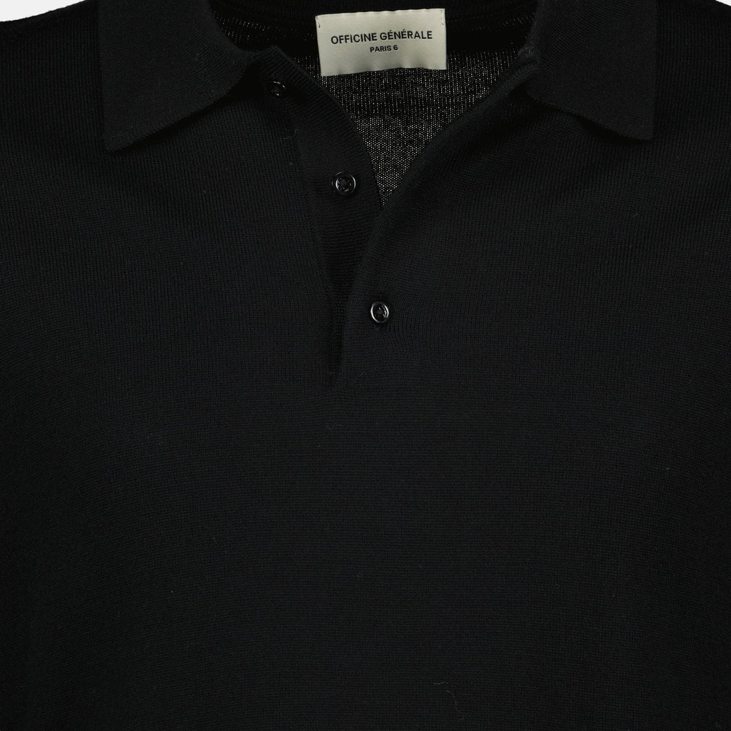 Brandon Polo, Officine Générale, long sleeve polo, wool polo, classic collar