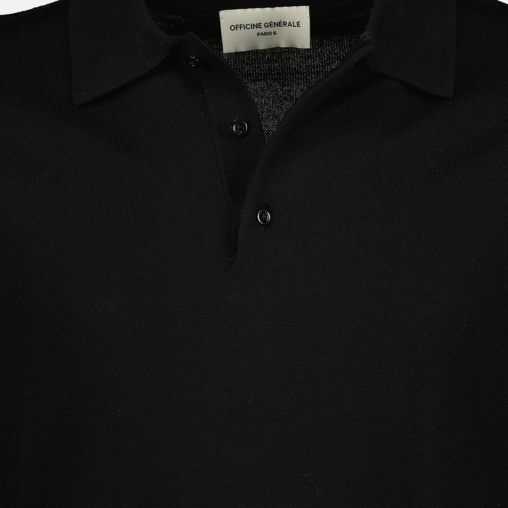 Brandon Polo, Officine Générale, long sleeve polo, wool polo, classic collar
