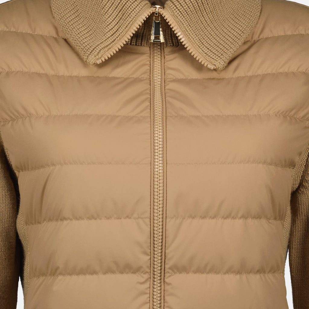 Moncler cardigan, bi-material cardigan, autumn-winter collection, women's outerwear, wool polyester blend