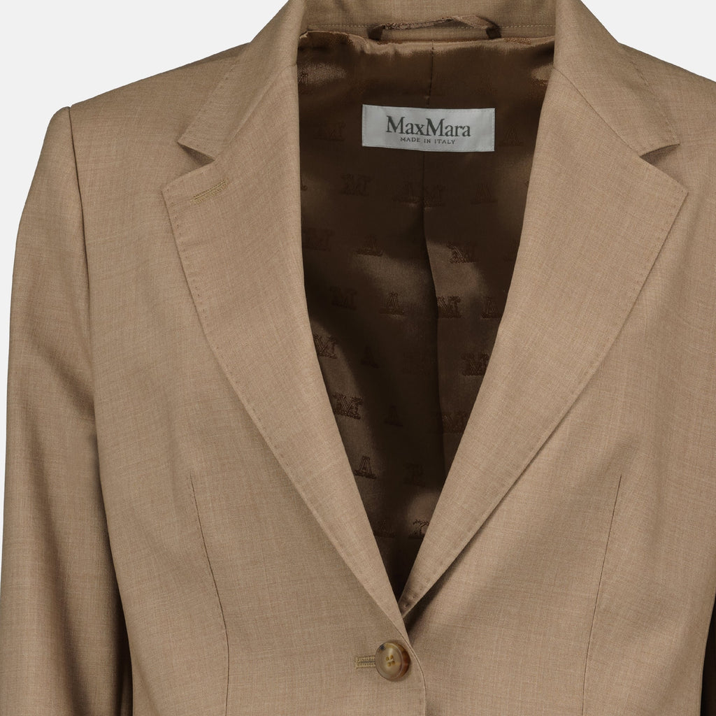 Bild von einem braunen Wollblazer von Max Mara für Frauen - Saison Frühjahr-Sommer 2026 - Detailansicht 1
