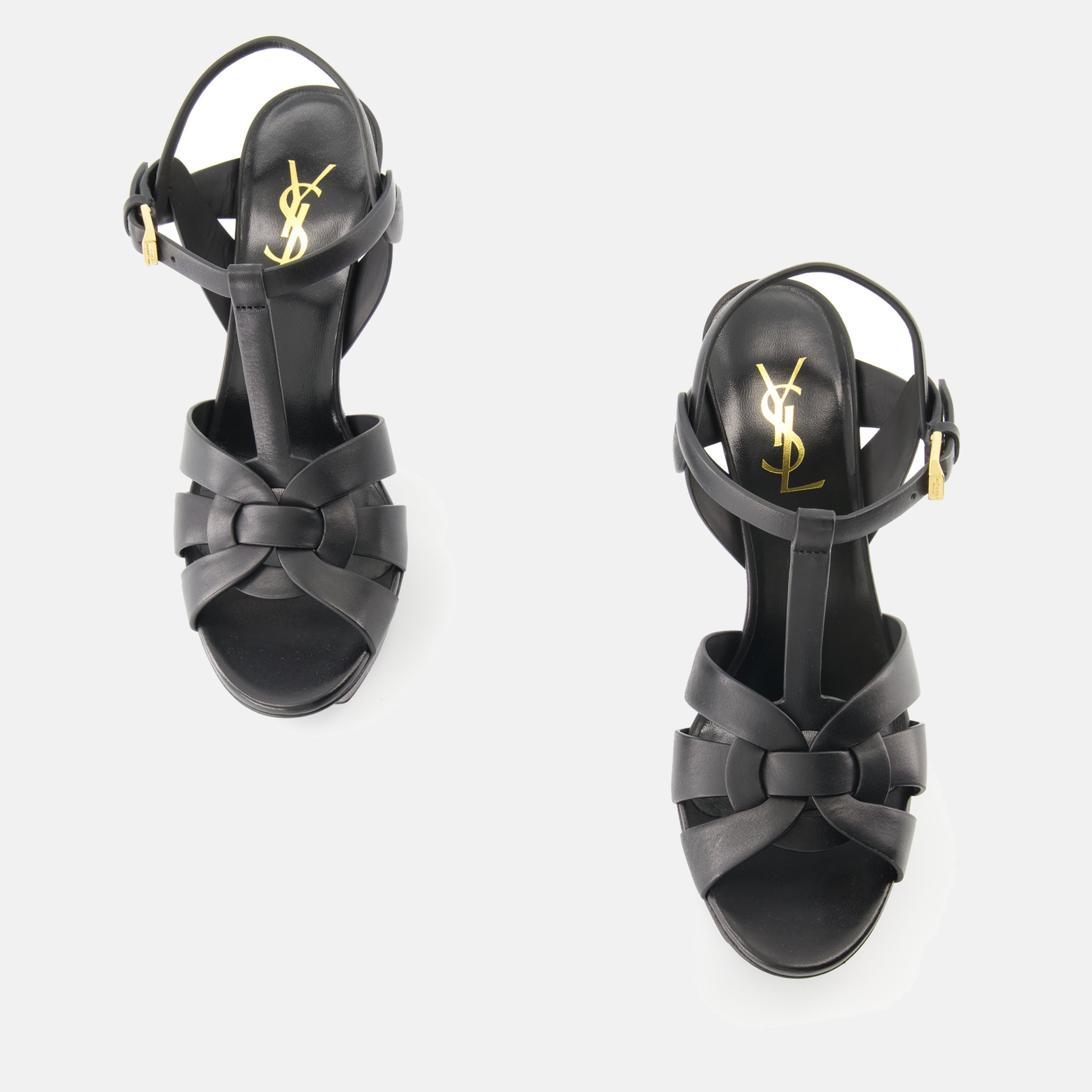 black heeled sandals, saint laurent sandals, elegant footwear, adjustable ankle strap sandals, platform heeled sandals