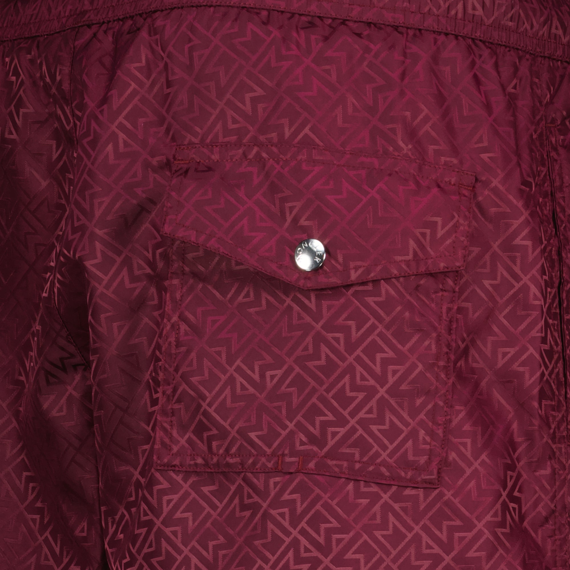 Moncler swim shorts, jacquard swimwear, bordeaux swim trunks, men's swim shorts, summer fashion