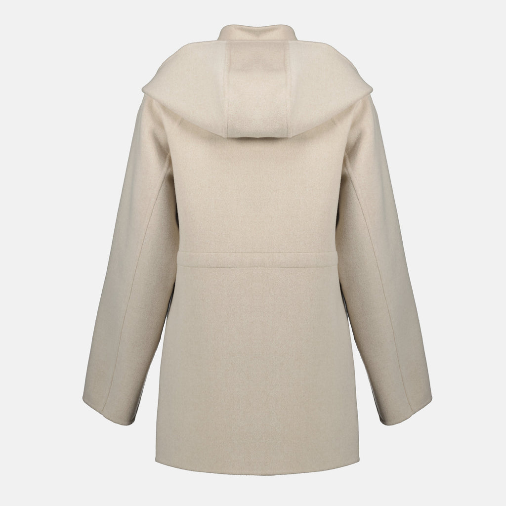 Fendi parka, greige wool parka, women's outerwear, removable hood, Autumn-Winter collection