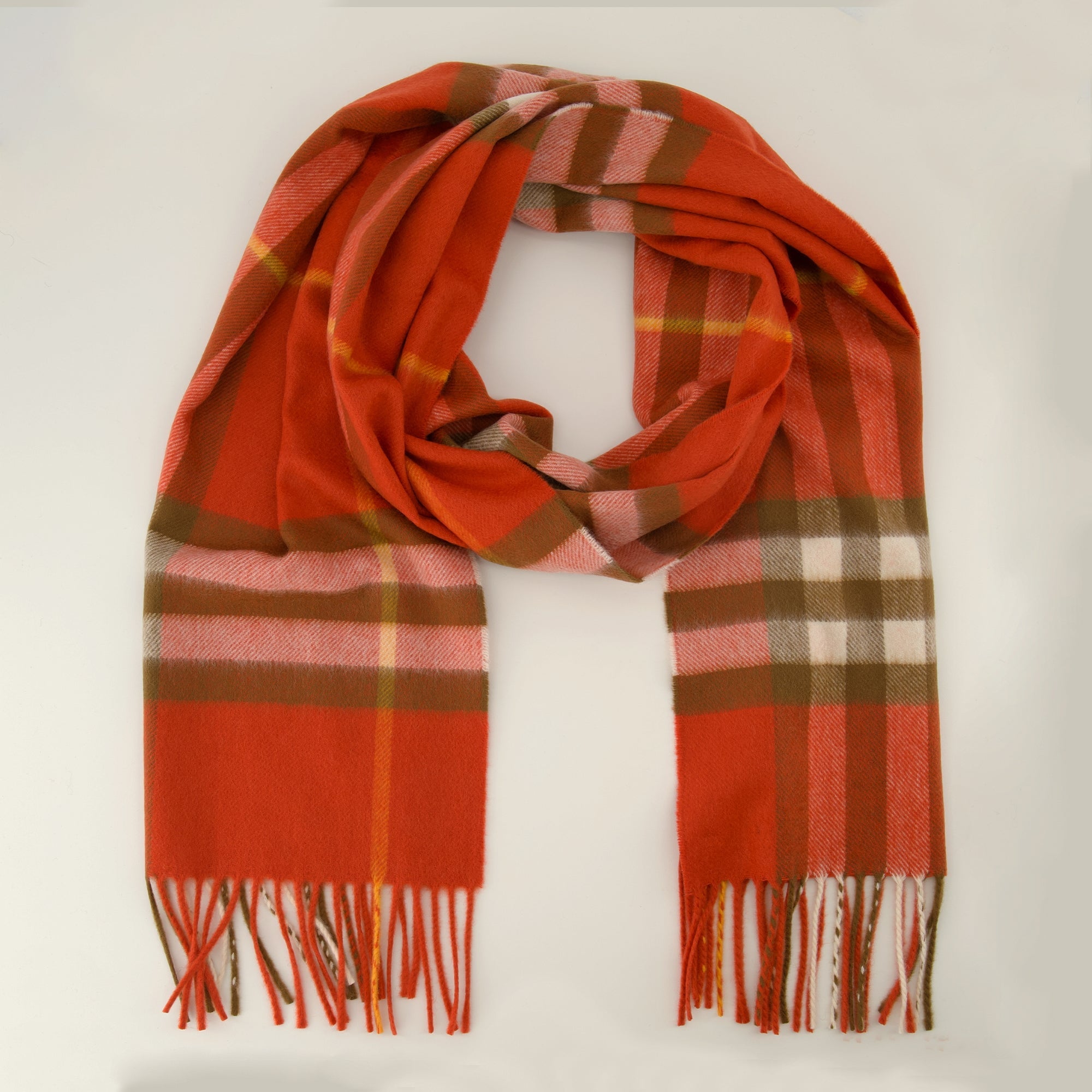 Orange Cashmere Check Scarf - Burberry - Women | WE IN STYLE