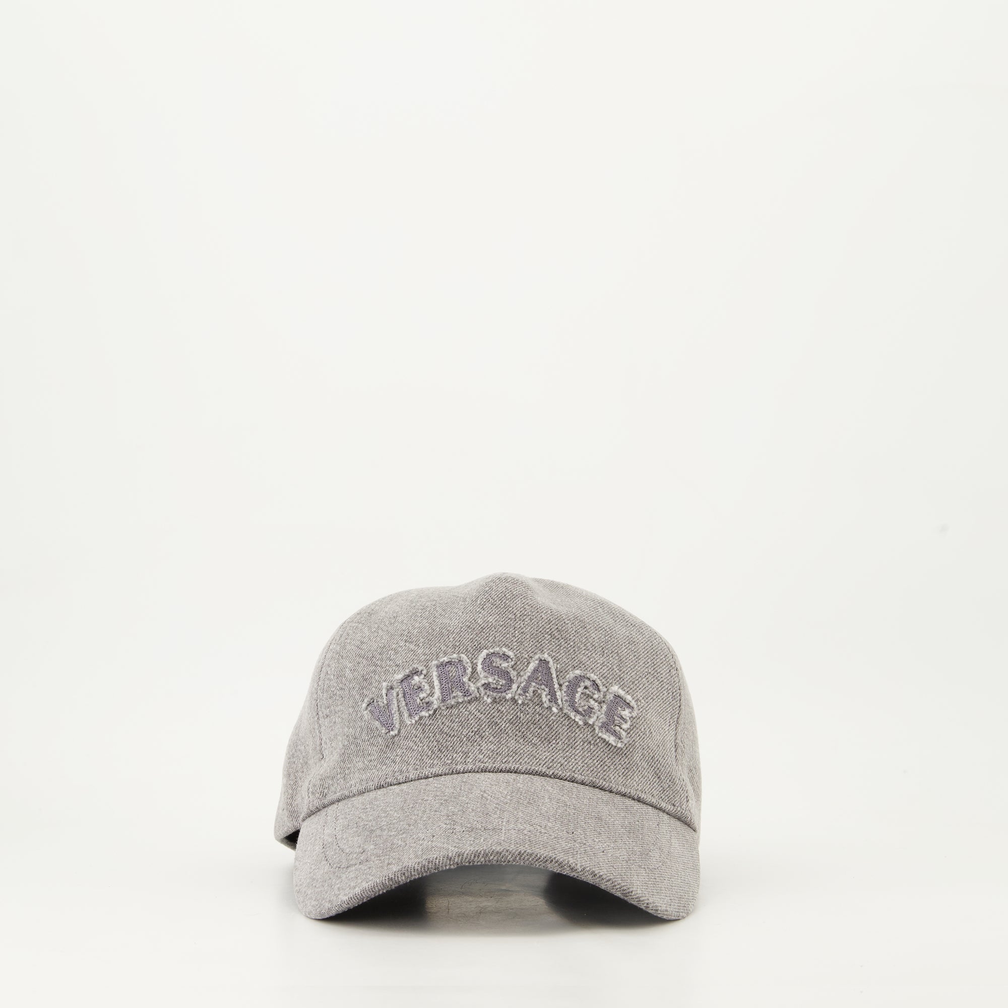 Gray denim headwear, Versace headwear, luxury accessories, Fall-Winter 2024, versatile fashion