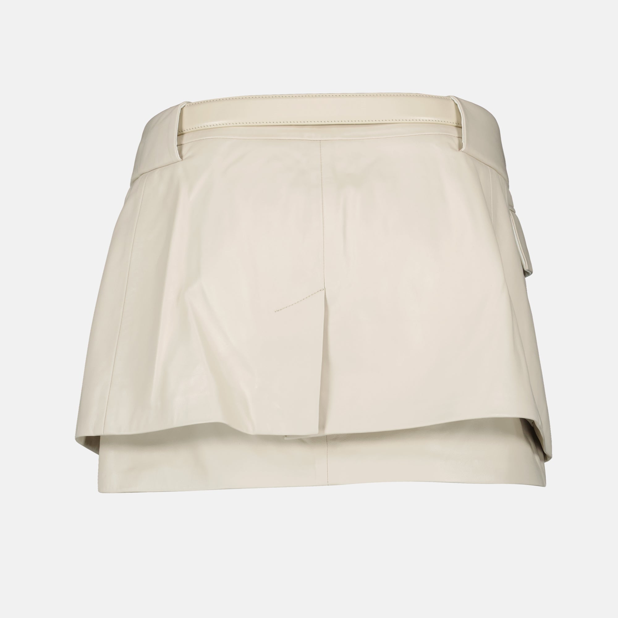 leather skirt, Yori skirt, beige skirt, fashion skirt, adjustable belt skirt