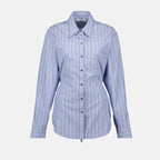 Imagem de camisa riscada azul da Rabanne para mulheres - Temporada Primavera-Verão 2025 - Vista Frontal