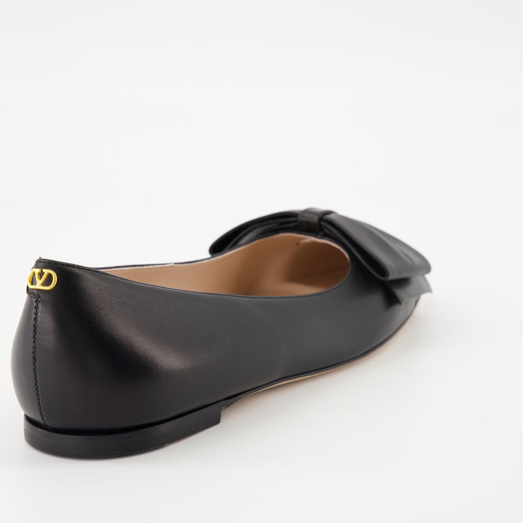 Valentino ballerinas, Bowow design, black goatskin flats, VLogo Signature, luxury footwear
