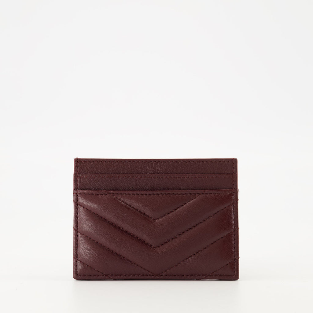 Saint Laurent card holder, Bordeaux leather accessory, Luxury card holder, Lambskin card holder, Designer card holder
