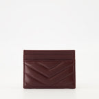 Saint Laurent card holder, Bordeaux leather accessory, Luxury card holder, Lambskin card holder, Designer card holder