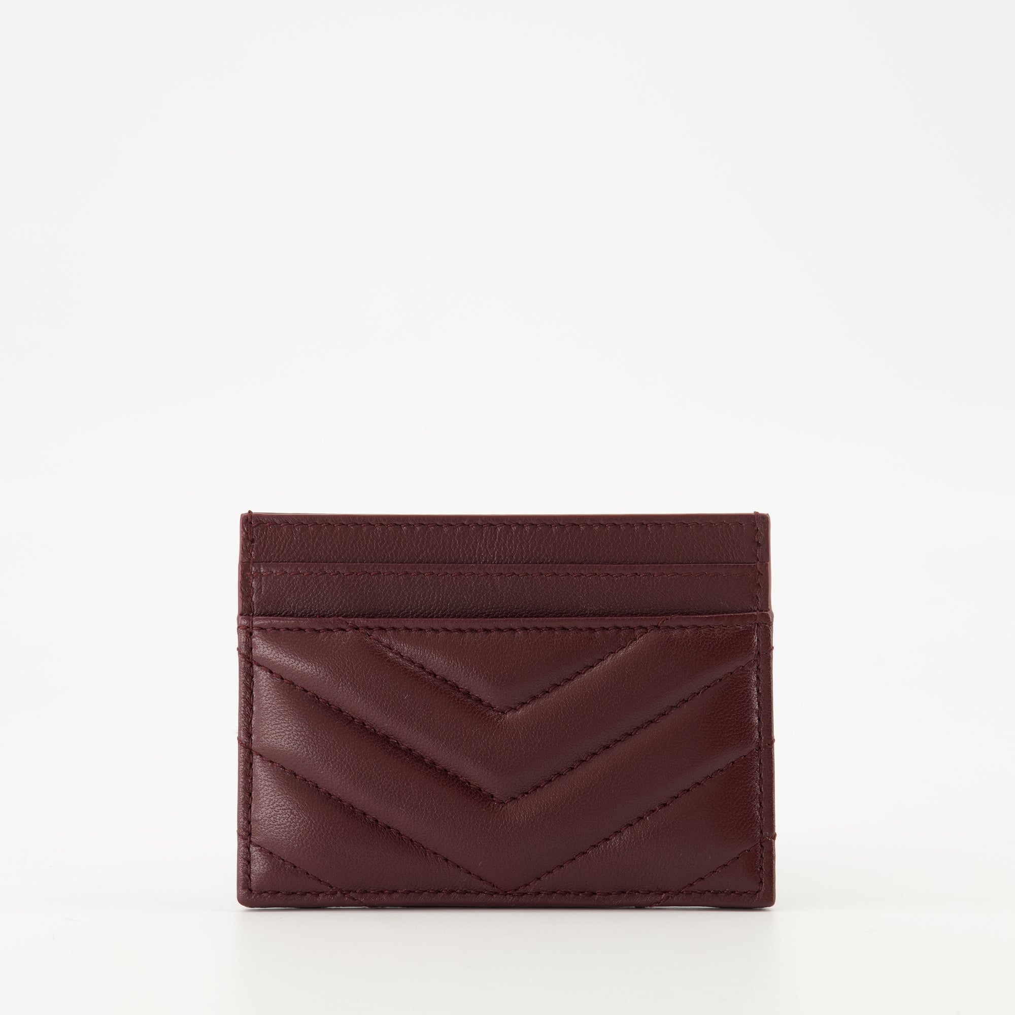Saint Laurent card holder, Bordeaux leather accessory, Luxury card holder, Lambskin card holder, Designer card holder