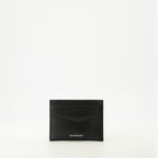 Givenchy card holder, 4G card holder, black leather wallet, grained calf leather, men's accessories