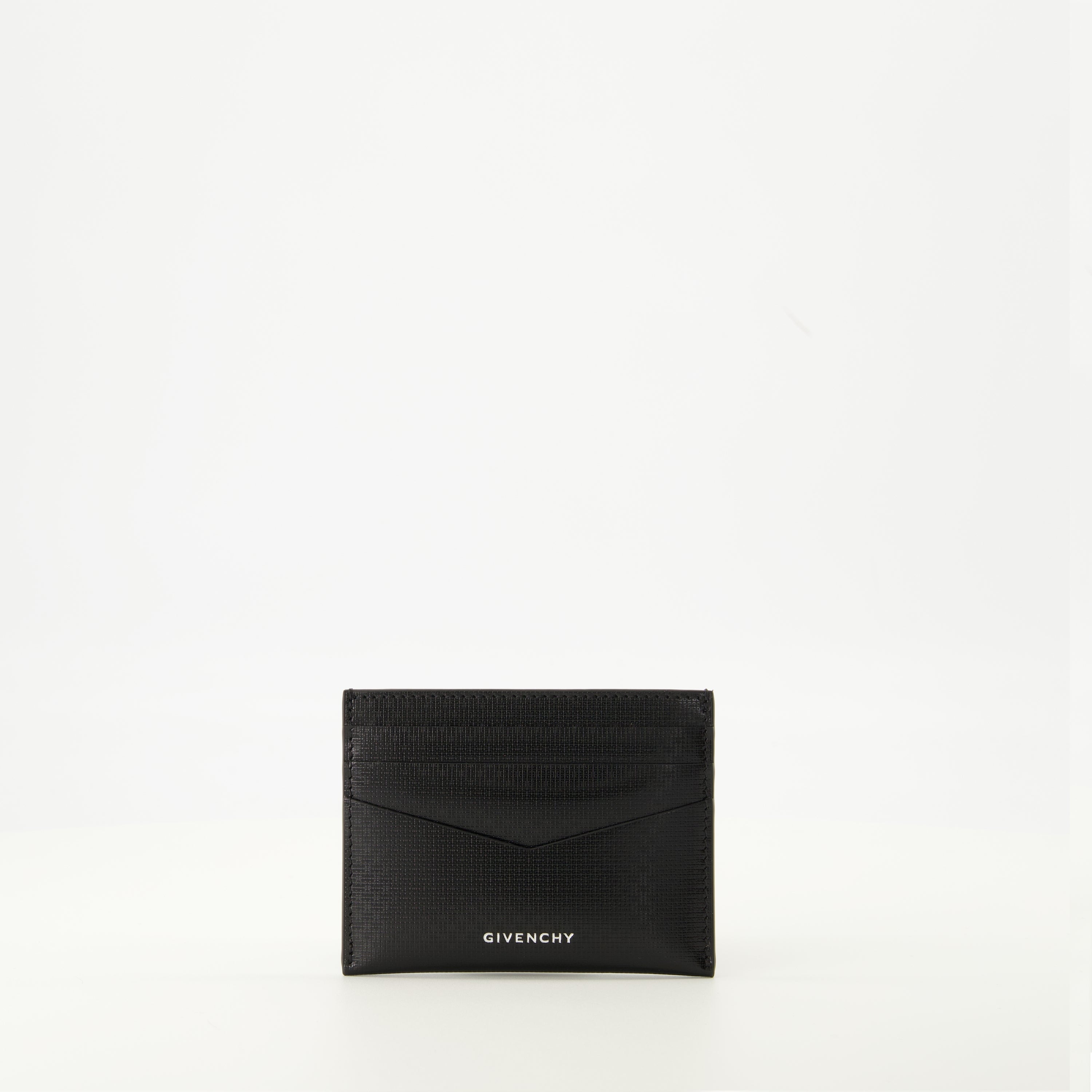 Givenchy card holder, 4G card holder, black leather wallet, grained calf leather, men's accessories