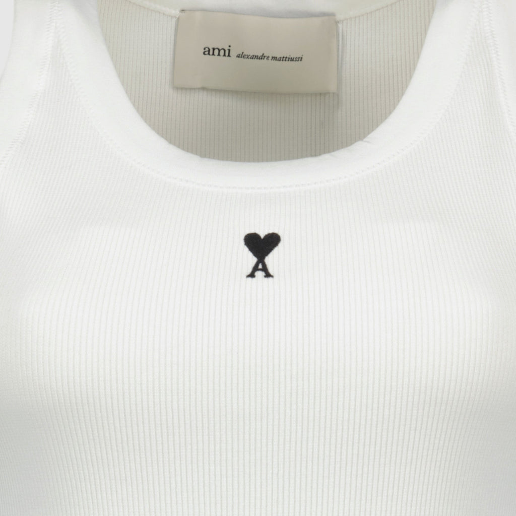 女性用アミ・パリスのアミ・ド・クール白タンクトップの画像 - シーズン春夏2026 - 詳細ビュー1