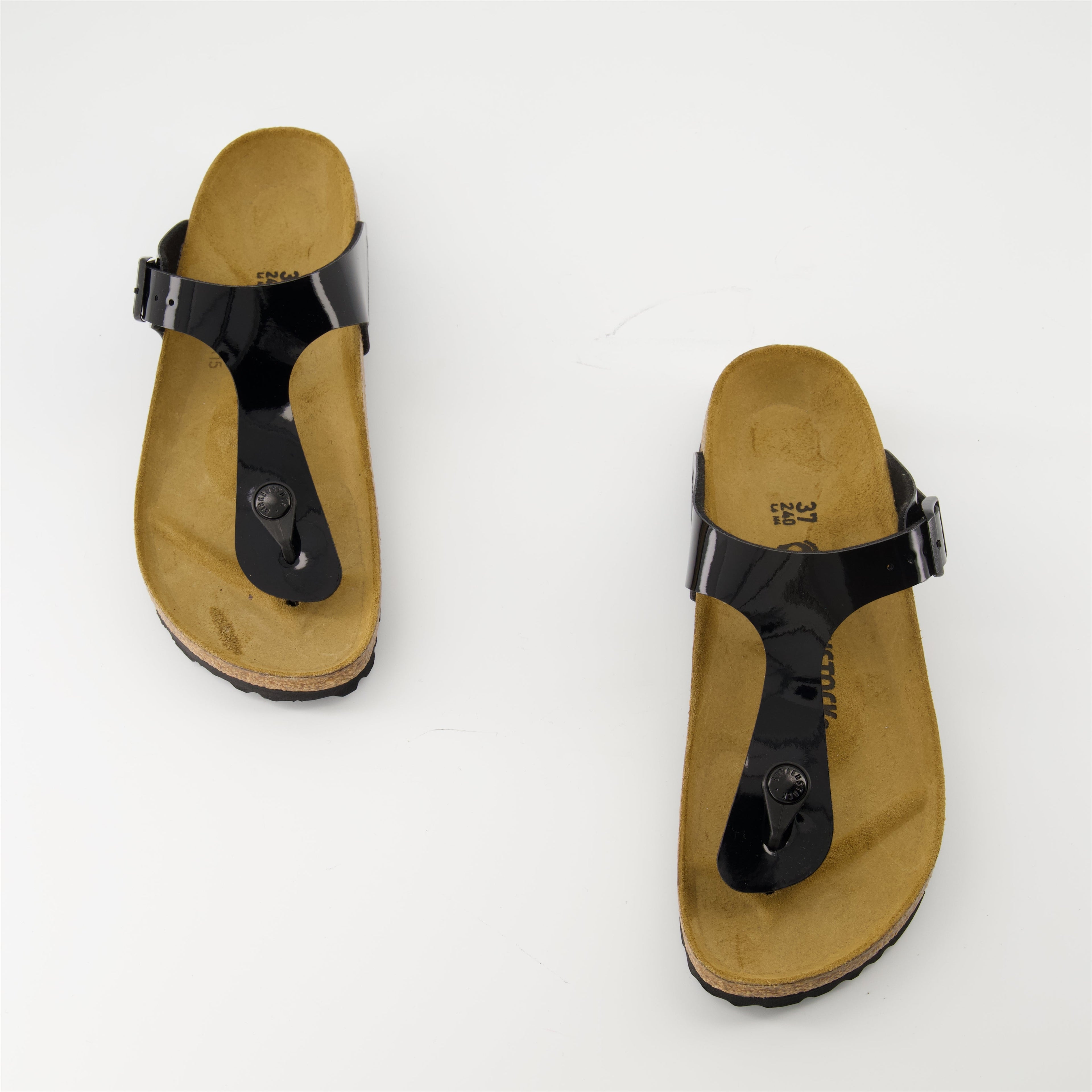 black flip-flops, patent leather sandals, comfortable footwear, adjustable fit sandals, lightweight flip-flops