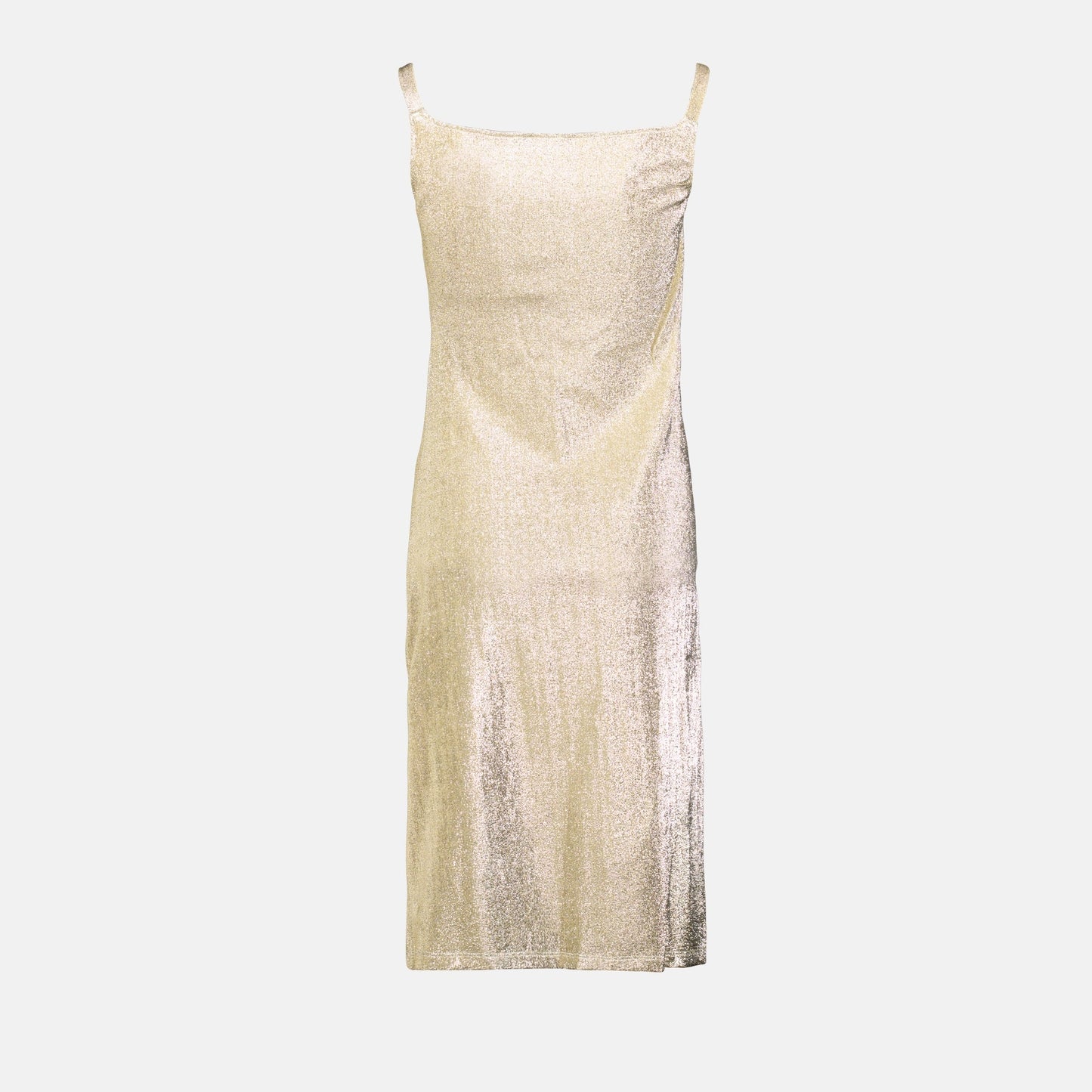 draped gold dress, lurex fashion, Rabanne collection, fall-winter style, elegant women's clothing