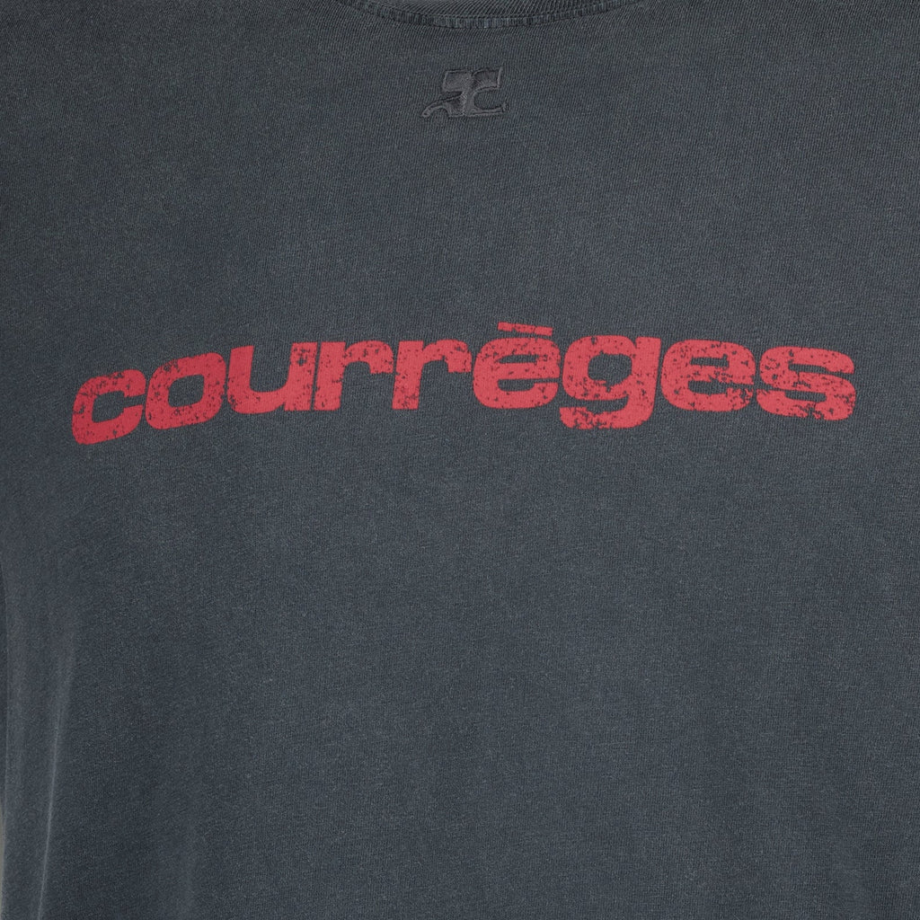distressed T-shirt, Courrèges, logo tee, casual wear, spring-summer collection