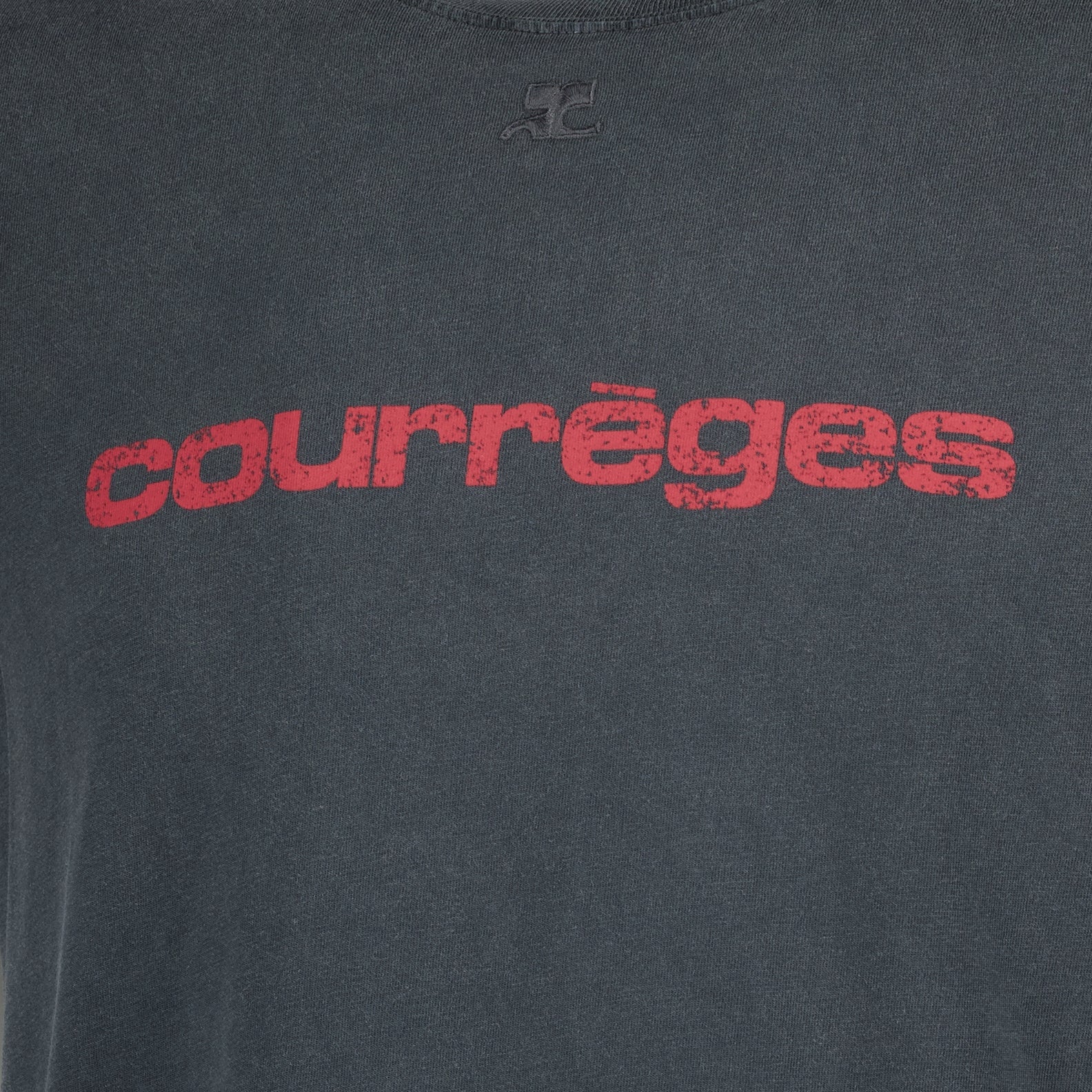 distressed T-shirt, Courrèges, logo tee, casual wear, spring-summer collection