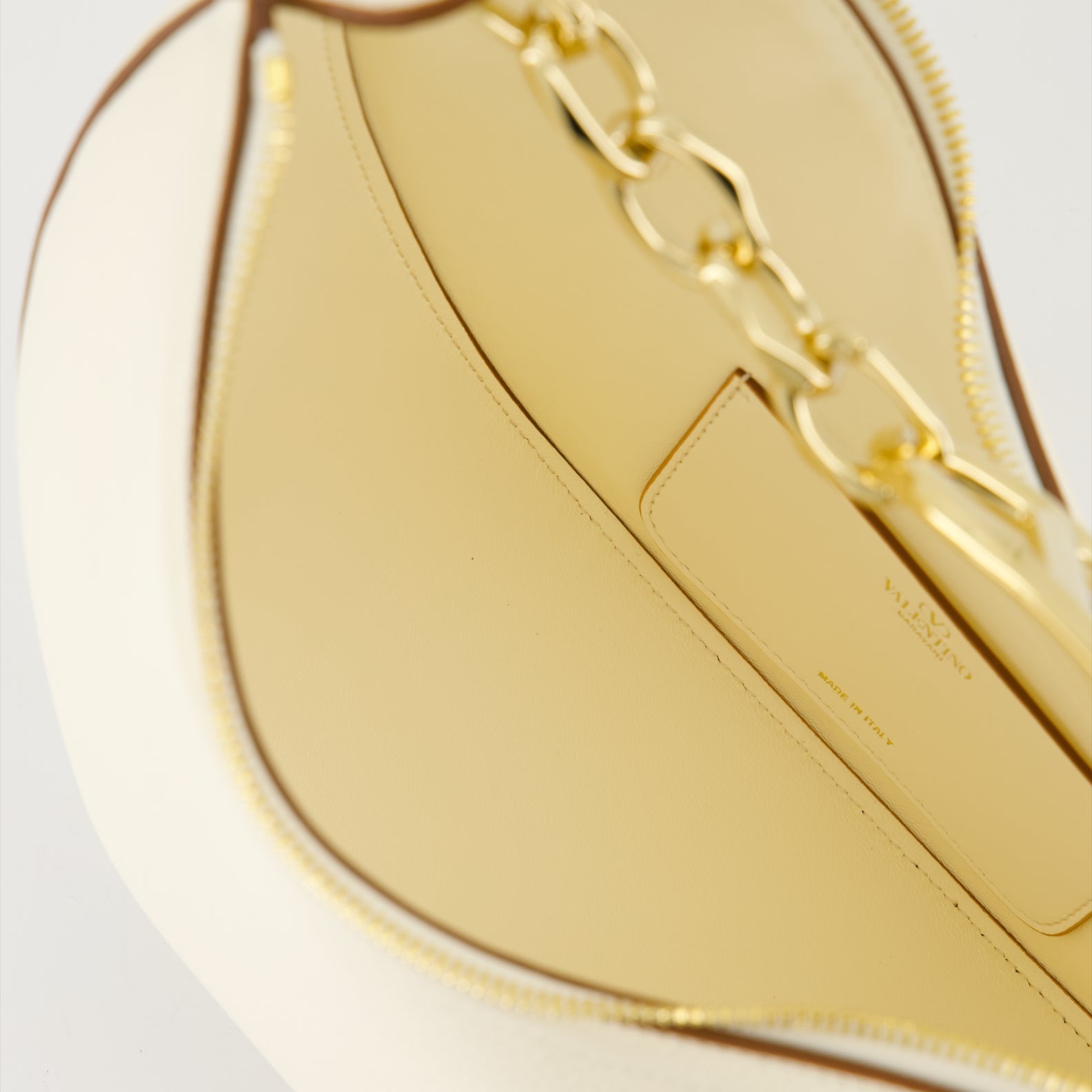 Valentino, VLogo Moon Hobo, luxury handbag, white leather bag, gold chain handle